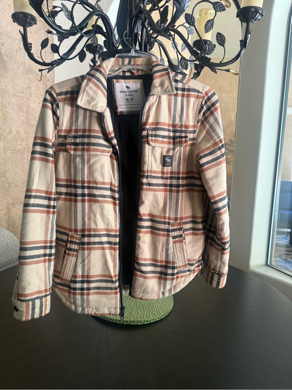 Abercrombie & Fitch Plaid Zip Jacket - Cream, Rust & Navy